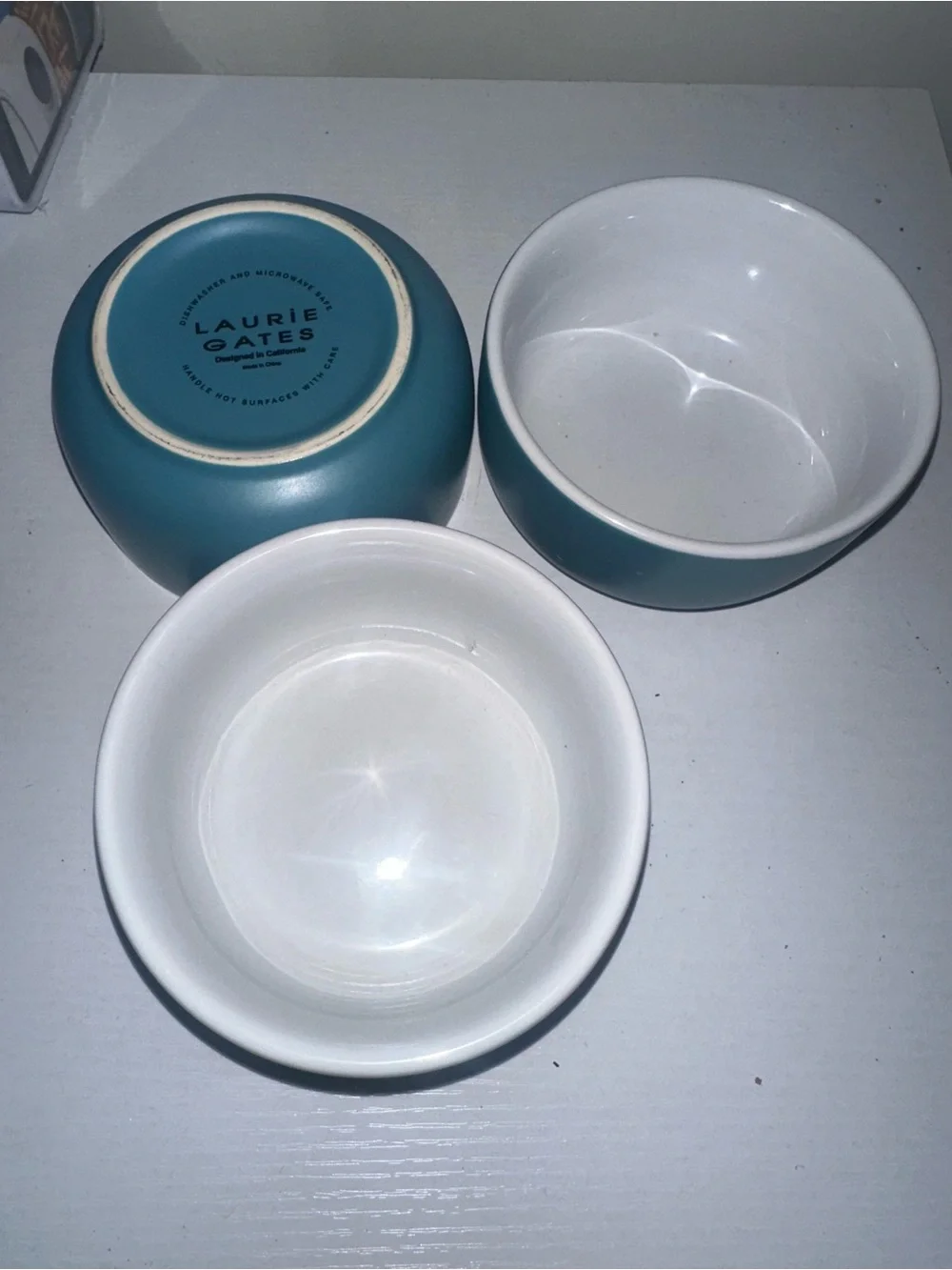 Laurie Gates Teal Ceramic small Bowls - Set of 3